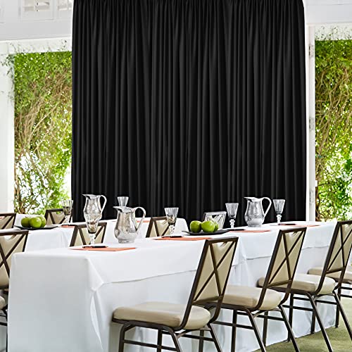AK TRADING CO. 10 feet x 8 feet IFR Polyester Backdrop Drapes Curtains Panels with Rod Pockets - Wedding Ceremony Party Home Window Decorations - Black - color: Black, size: 10 ft x 8 ft