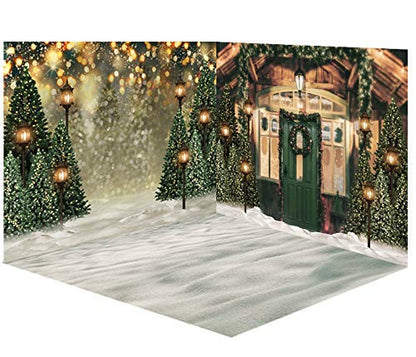 Mocsicka Winter Forest Landscape Backdrop Snowy Christmas Pine Tree Halo Spots Photography Background Winter Wonderland Forest Family Party Wall Decoration Photo Studio Props (6x4f) - size: 6x4f