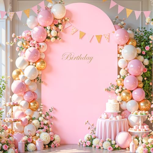 Pink Arch Cover 6ft Spandex Arch Backdrop Cover for Baby Shower Girls Birthday Party Wedding Balloon Arch Stand Cover Gender Reveal Strawberry Theme Photo Arch Covers Stretchy Backdrop Background - color: Pink, size: 6FT