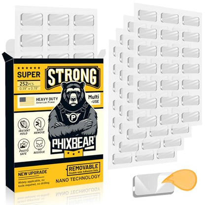 PHIXBEAR Large Mounting Putty No Residue, Double Sided Tape Glue Adhesive Dots Clear Museum Sticky Tack, Picture Hanging Strips Fixed Posters Decor Art Craft Party, 0.39 x 0.78 in (252 Pcs) - size: Large-Standard