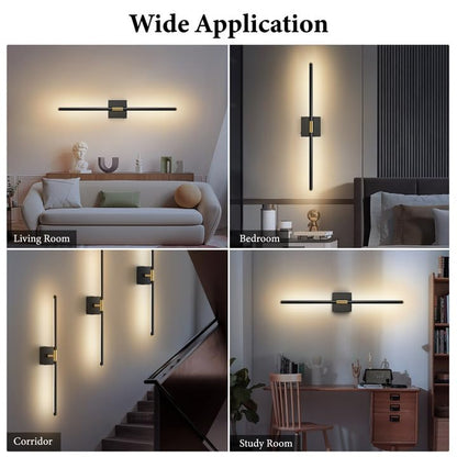 SAIMAND Wall Sconces Set of Two Battery Operated, Wireless USB Rechargeable Wall Lights with Remote, 8000mAh Dimmable LED 3 Color Dimmable Living Room for Bedroom,Hallway,Picture Lamp (30in Black) - color: Black+gold