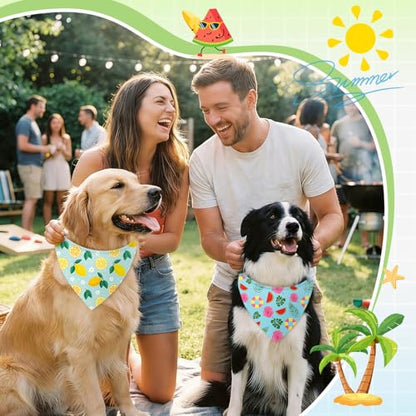 Abbylike 100 Pieces Summer Themed Dog Bandanas Bulk Hawaiian Dog Bandanas for Pets Triangle Kerchief Scarf Bibs Set for Summer Pets Dogs Party Costume Accessories, 25 Styles (19.7 x 13.8 x 13.8) - size: 19.7 x 13.8 x 13.8 Inch, style: Summer