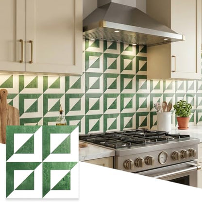 10-Sheets Stunning 3D Visuals Peel and Stick Backsplash Wall Tiles, PVC Mixed Metallic Look,Heat Resistant Stick on Tiles for Kitchen Wall,Bathroom,Laundry Room (Bronze Green+Polished White) - color: Bronze Green + Polished White