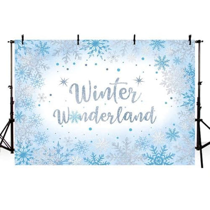 AIBIIN 8x6ft Winter Wonderland Backdrop for Photography Winter Wonderland Baby Shower Backdrop for Boys Baby It's Cold Outside Blue Snowflake Decorations Banner Photo Props Supplies - size: 8x6ft