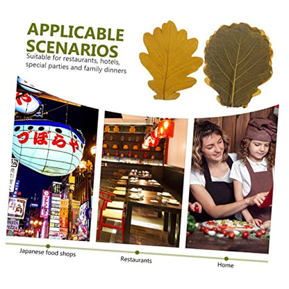 20pcs Sushi Tray Leaf Decor Natural Baking Leaves for Seafood Display Sashimi and Sushi Serving Plates Elegant Japanese Cuisine Presentation for Food Photography