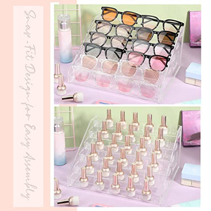 Jetec 2 Pcs Acrylic Card Display Stand Versatile Display for Trading Cards Greeting Card Sunglasses Organizer Nail Polish Holder Essential Oils Cosmetic Cases Eyewear Rack(6 Tiers Style) - style: 6 Tiers Style