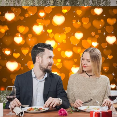 Valentine's Day Photography Backdrop 72 x 44 Inch - Golden Heart Bokeh Valentine's Day Photo Background Cloth for Romantic Shoots - color: Golden