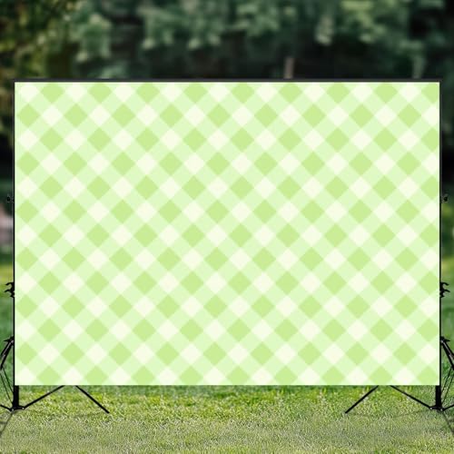 5x7ft Photography Backdrop Green White Gingham Check Photo Backdrop Photography Background for Photoshoot Portrait Video Party Photo Studio Prop Booth - color: Color5