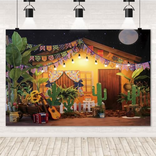 8x6ft Mexican Fiesta Theme Photography Backdrop Rustic Wood House Cactus Carnival Party Decor Baby Shower Birthday Background - size: 8x6ft