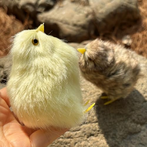 2 x Realistic Fluffy Baby Chickies Decor Set - Lifelike Spring Chickens & Fuzzball Easter Tabletop Decorations, Farmhouse Photo Props, Basket Fillers, Home Ornaments