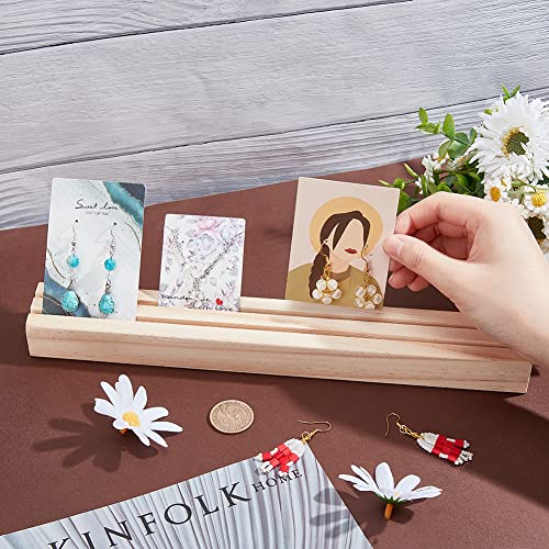 NBEADS Wood Earring Display Stands, 2 Slots Long Jewelry Earring Ring Display Holder Wood Earring Card Holder Business Card Holder Display for Home Office Retail Store, 12.2x1.6 - color: 2 Slots-BurlyWood-12.2x1.6"