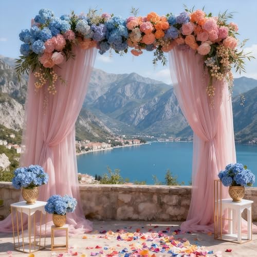 10x10 Dusty Rose Tulle Backdrop Curtains for Parties, Sheer Backdrop Curtain Wedding Photo Background Drapes for Baby Shower Photography Birthday Party - color: Dusty Rose, size: 10x10ft