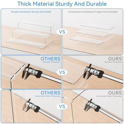 Yieach 3 Tier Acrylic Sands for Display,12 Inch Perfume Organizer,Cologne Stand,Cupcake Display and Funko Pop Stands,Clear Tiered Tray Stand,Acrylic Riser for Figure,Collectibles,Makeup or Spice Shelf