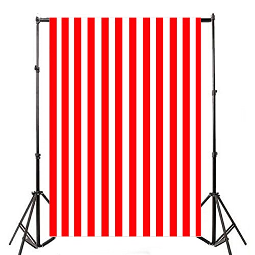 Leyiyi 4x5ft Photography Background Red and White Stripe Backdrop Happy Birthday Party Vertical Horizontal Stripes Summer Holiday Banquet Baby Shower Blog Make-up Photo Portrait Vinyl Studio Prop - color: Red, size: 4x5ft