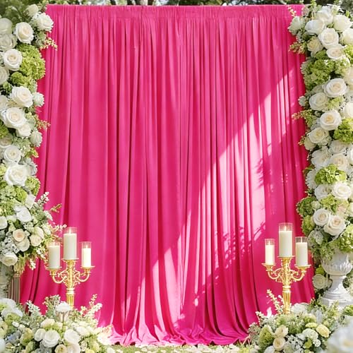 Sugargirl Wrinkle Free Fuschia Backdrop Curtains Polyester Photo Backdrop Drapes Curtains with Rod Pockets for Party Birthday Wedding Photography Home Decoration(5x7FT, 2 Panels) - color: Fuschia, size: W5' x H7' (2 panels)