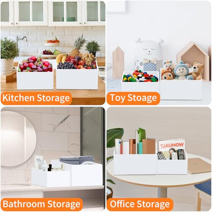 ABenkle 6Pcs White Acrylic Buffet Risers, Buffet Table Risers and Stands, Food Risers Display Shelf for Party Catering Dessert Cupcake,Cube Display Box with Mini Sign - size: 8",7",6",5",4",3"