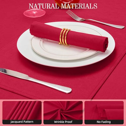 Cloth Napkin Set of 8 Square Washable Reusable Linen Fabric Polyester for Kitchen Dinner Dining Restaurants Wedding Party Banquet Table(DarkRed-A/17x17 Inch) - color: Darkred