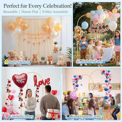 Arch Backdrop Stand, 7.2FT 6FT Wedding Arch Gold Set of 2, Metal Balloon Arch Kit Stand with Base for Gender Reveal Ceremony Birthday Anniversary Bridal Graduation Party Event Background Decoration - size: 7.2FT+6FT