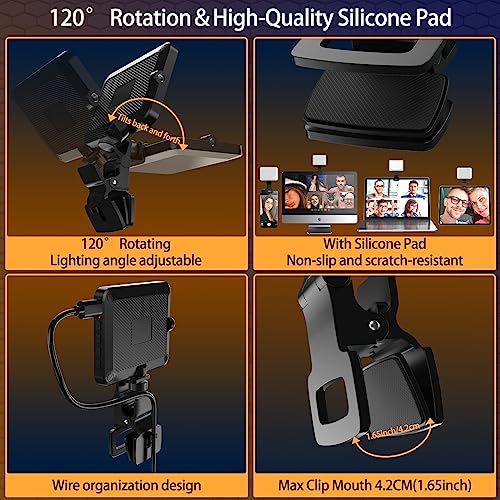 UBeesize Selfie Light for Phone, 80 LED Video Fill Light with Clip for iPhone, Laptop, 3 Light Modes 10 Level Brightness Portable Travel Light for Tiktok, Selfie, Vlog, Live Stream,Make Up,Photography - style: Square Light-2