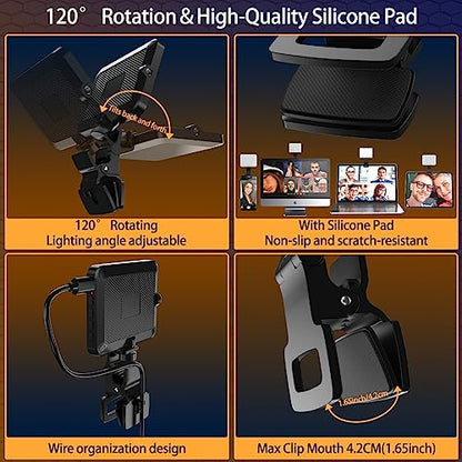 UBeesize Selfie Light for Phone, 80 LED Video Fill Light with Clip for iPhone, Laptop, 3 Light Modes 10 Level Brightness Portable Travel Light for Tiktok, Selfie, Vlog, Live Stream,Make Up,Photography - style: Square Light-2