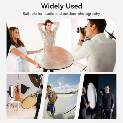 UTEBIT 24"/60cm Reflector Photography, Collapsible Light Reflector with Clamp & Bag, 5-in-1 Photography Reflector Translucent/Silver/Gold/White/Black with 3/8" Thread for Studio Outdoor Lighting - size: 24 Inch