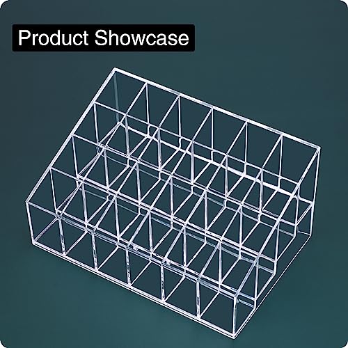 MOSIKER Lipstick Organizer,Small Clear Plastic Compact Lip Gloss Chapstick Perfume Sample Mascara Holder with 24 Slots