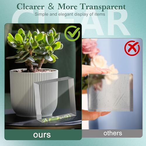 SAMYUCHO Acrylic Base Stand 4 Pack 5 X 5 X 1 Inch Acrylic Blocks for Display Trophy Base Clear Square Cube Riser Display Cylinder Pedestal Stands for Collectibles Jewelry Props Food Display