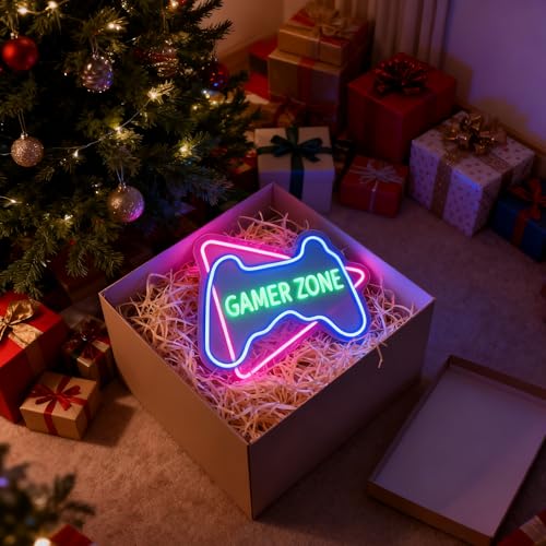 Neon Sign for Wall Decor Light Up Letters Business Led Sign Birthday Party Gifts Led Decorative Night Signs Gamer Room Decorations Birthday Party Signs for Home Bedroom (Gamer Zone) - color: gamezone