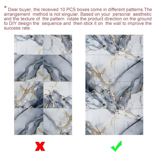 22pcs Marble Peel and Stick Waterproof Wall Panels,Heat-Resistant Backsplash Tile, 23.6"x11.8" PVC Foam Wall Sticker for Kitchen,Living Rooms,TV Walls,Blue and Gold(Not Real Tile 42.6Sq. Ft.) - color: Blue Marble Tiles, size: 23.6" x 11.8" x 2.5MM x 22Pac