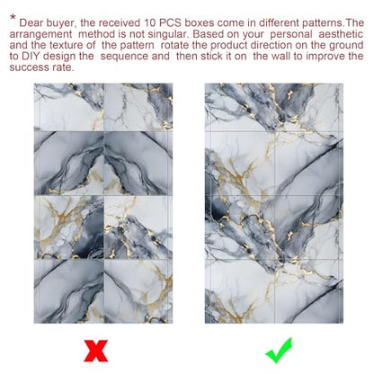 22pcs Marble Peel and Stick Waterproof Wall Panels,Heat-Resistant Backsplash Tile, 23.6"x11.8" PVC Foam Wall Sticker for Kitchen,Living Rooms,TV Walls,Blue and Gold(Not Real Tile 42.6Sq. Ft.) - color: Blue Marble Tiles, size: 23.6" x 11.8" x 2.5MM x 22Pac