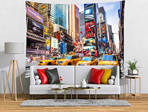 Fabric 5x3ft City Backdrop Photography New York USA Times Square Commercial Street Neon Landmark Landscape Background for Wedding Banquet Birthday Party Portrait Photo Booth Banner Props - size: 5x3FT
