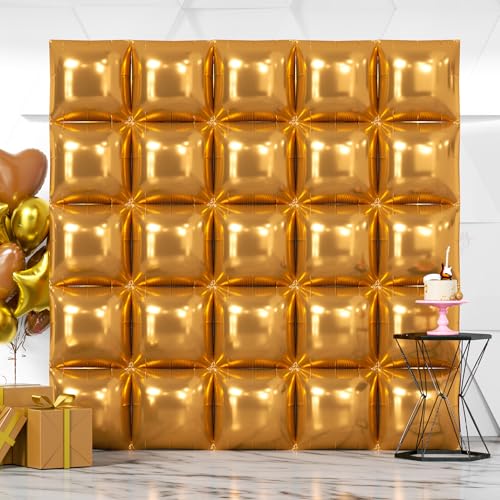 NISOCY Thanksgiving Fall Balloons 25PCS Brown Square Foil Balloons Wall Backdrop Double Sided Balloon Tunnel Arch Kit for Birthday Baby Bridal Shower Wedding Graduation Anniversary Party Decorations - color: A07 - Light Brown, size: 25PCS