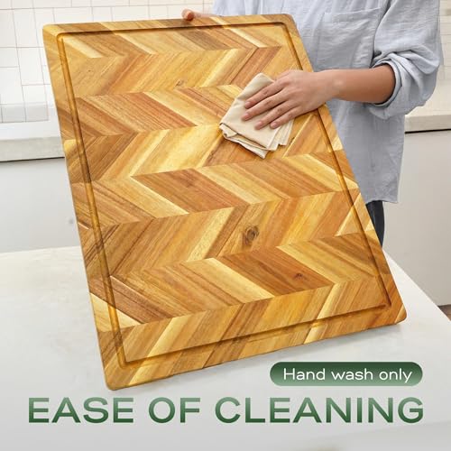 Howizz Acacia Wood Large Cutting Board, Herringbone Acacia Cutting Board - 24"x18"x1" - color: 5-Herringbone, size: 24"L x 18"W
