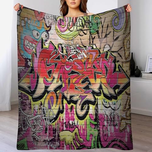 Graffiti Brick Wall Throw Blanket Urban Street Art Stones Spray Paint Tagger Underground Themed Blanket for Sofa Bed Couch Chair Or Dorm 30"x40" - color: Style-6, size: 30"x40"