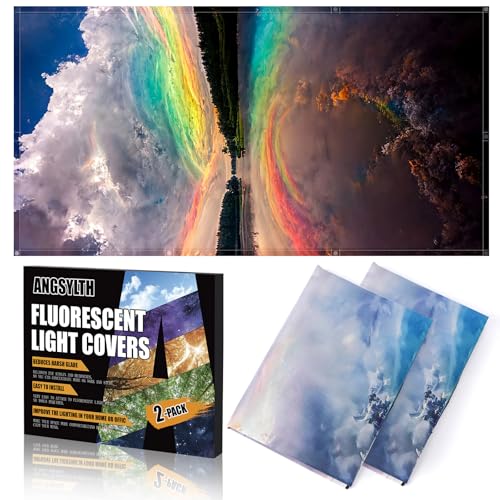 ANGSYLTH 2 Pcs Fluorescent Light Covers - 4 x 2 Feet Covers for Ceiling Lights, Magnetic Light Filters for Classroom, Office, Hospitals, Home (Sunset) - color: Sunset