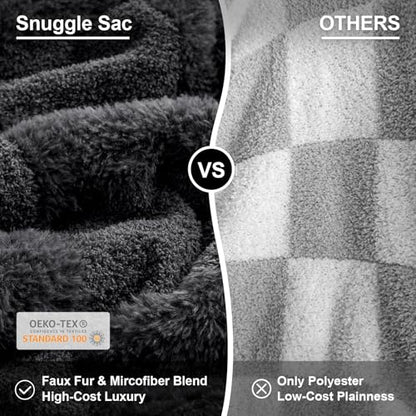 Snuggle Sac Faux Fur Checkered Blanket Twin Size with Soft Knitted Microfiber Fabric,Cozy Soft Warm Blanket for Sofa Bedroom Living Room,Solid Dark Grey,60x80 inches - color: Solid Dark Grey, size: Twin(60"x80")