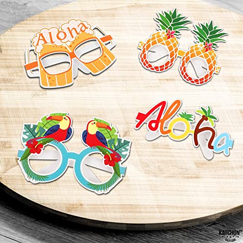 KatchOn Luau Glasses - Pack of 12 | Photo Booth Props, Aloha Party Decorations - color: Summer Aloha