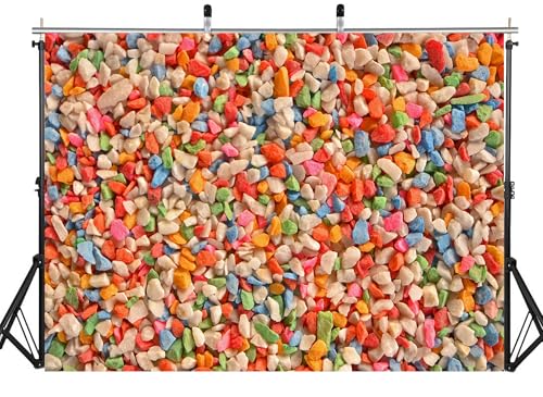 15x8ft Fabric Colorful Mixed Pebble Stones Texture Close Up Backdrop Vibrant Decorative Gravel Surface Photography Background Playful Wall Decor Tapestry Photo Shoot Studio Props - size: 15X8ft