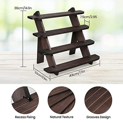 Wooden Cupcake Stand, 4 Tier Shelf Earring & Ring Holder Stands,Tiered Tray Stand Display Shelf Display Riser, Table Display Stand For Vendors, Perfume Organizer, Fragrance Shelf, Spice Rack - color: Walnut-4Tier