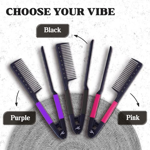 Herstyler Hair Straightening Comb - Straightener Comb for Flat Iron - Makes Styling Easy - Get Straight Hair in Minutes (Blue) - color: Blue