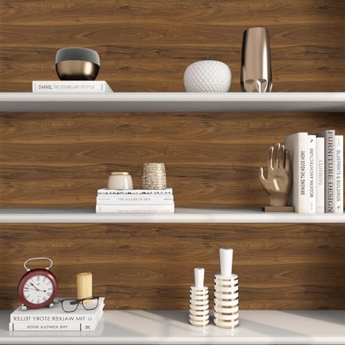 Abyssaly Wood Contact Paper, Brown Wood Peel and Stick Wallpaper for Cabinets, Self Adhesive Waterproof Wall Paper for Furniture Countertops Drawer Shelf Liner 11.8" X 197" - color: Brown woodgrain, size: 11.8" x 197"