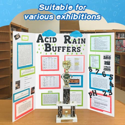 VinTS 36" x 48" Large Trifold Poster Board,4 Pack White Corrugated Foldable Project Boards for Science Fair, School Projects,Photo Displays