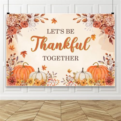 7x5ft Fall Thanksgiving Backdrop for Photography Floral Pumpkin Harvest Photo Backdrop Autumn Friendsgiving Background Banner Decorations Photo Booth Props - color: Orange 17321