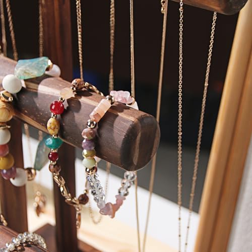 Bracelet Holder, Bracelet Display Stand for Vendors, T-Bar Necklace Scrunchie Wooden Storage Rack, Bangle Watch Jewelry Display Tower (3 Tier) - size: 3 Tier