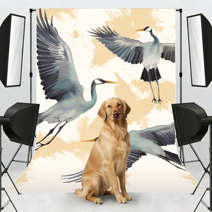 Flying Cranes Backdrop Background for Photography 5x7ft Photobooth Professional Photo Backdrop Curtains Video Photography Studio Photo Backgrounds Banner BoothScreen Parties - color: Flying Cranes