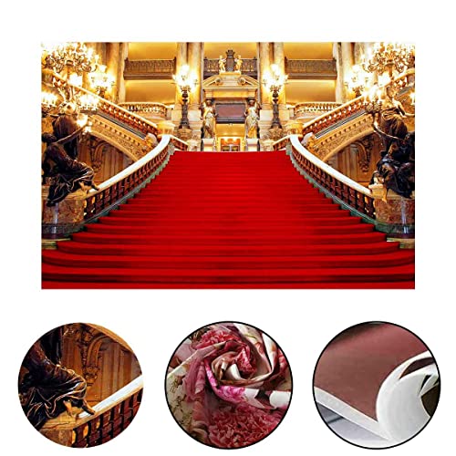 Red Carpet Backdrop, Golden Palace Gorgeous European Hall Photo Backdrop, Vinyl 10x7ft Prom Picture Photo Studio Props LSGE652 - color: Red, size: 10x7ft