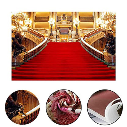 Red Carpet Backdrop, Golden Palace Gorgeous European Hall Photo Backdrop, Vinyl 10x7ft Prom Picture Photo Studio Props LSGE652 - color: Red, size: 10x7ft