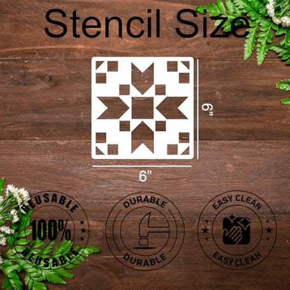 Barn Quilt Stencil 6inch Quilt Block Stencils Reusable Drawing Templates Stencils for Painting on Wood Canvas Fabric - style: Barn Quilt