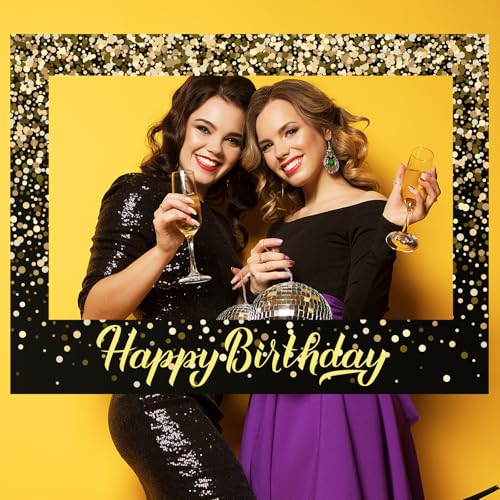 Beeveer 32 x 24 Inch Photo Booth Selfie Frame Prop Booth for Birthday Event Parties Large Blank DIY Cutout Props for Funny Decoration Christmas, Holiday Supplies - color: Black, style: Horizontal