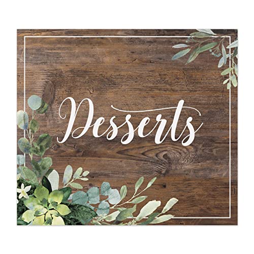 Lush Greenery Desserts Sign / 8" x 9" Rustic Wedding Event/Greenery Faux Wood Table Top Dessert Sign/Sweets And Treats Event/Made In The USA - color: Lush Greenery, style: Desserts